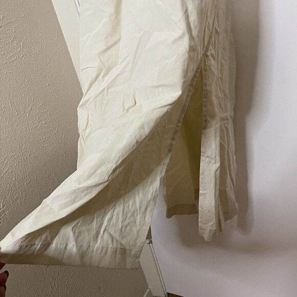 NWT Samsoe Samsoe Holly Dress tan cutout midi side slit size US Large $250 - Picture 5 of 11